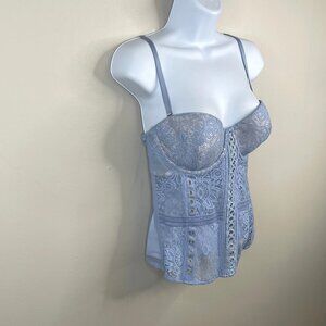 Victoria's Secret Coquette Lace Corset Lingerie Top 34C Ice Blue Layering Y2K